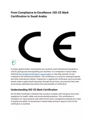 From Compliance to Excellence_ ISO CE Mark Certification in Saudi Arabia