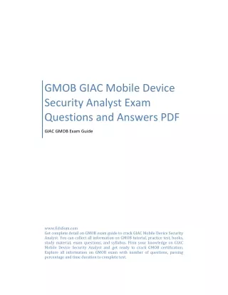 GMOB GIAC Mobile Device Security Analyst Exam Questions and Answers PDF