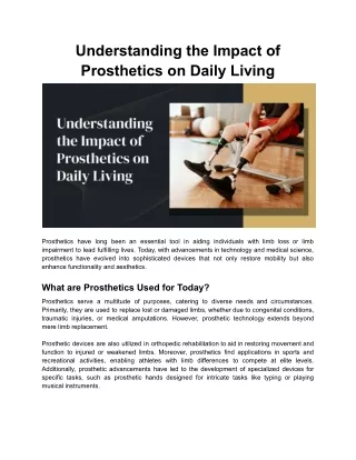 Understanding the Impact of Prosthetics on Daily Living