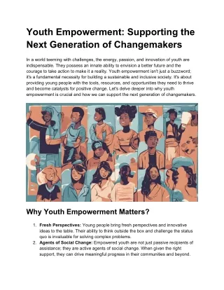Youth Empowerment - Supporting the Next Generation of Changemakers
