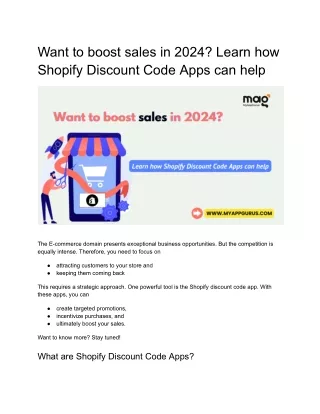 How Can Shopify Discount Code Apps Improve Sales in 2024