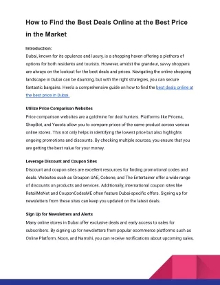 How to Find the Best Deals Online at the Best Price in the Market