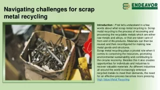 Navigating challenges for scrap metal recycling