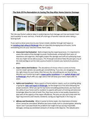 The Role Of Pro Remodelers In Saving The Day After Home Exterior Damage