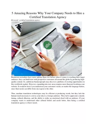 5 Amazing Reasons Why Your Company Needs to Hire a Certified Translation Agency