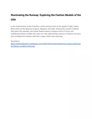 Illuminating the Runway_ Exploring the Fashion Models of the USA