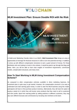 MLM Investment Plan: Ensure Double ROI with No Risk