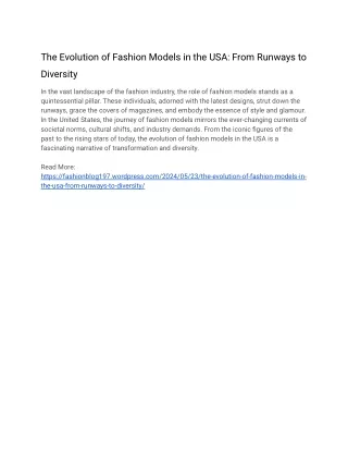 The Evolution of Fashion Models in the USA_ From Runways to Diversity