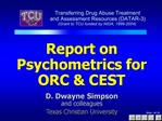 Report on Psychometrics for ORC CEST
