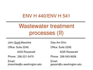 Wastewater treatment processes (II)