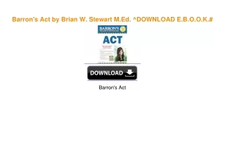 Barron's Act by Brian W. Stewart M.Ed. [KINDLE EBOOK EPUB]