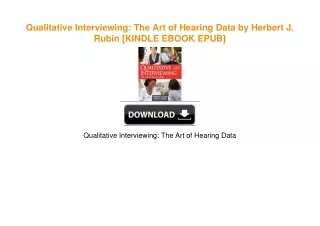 Qualitative Interviewing: The Art of Hearing Data by Herbert J. Rubin ebook