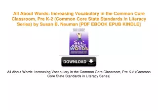 All About Words: Increasing Vocabulary in the Common Core Classroom, Pre K-2 (Common