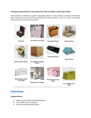 Packaging Cardboard Boxes & Carton Boxes Buy Online and offline in India Papers Gallery
