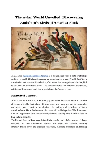 The Avian World Unveiled_ Discovering Audubon's Birds of America Book