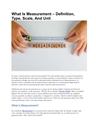 Understanding Measurement: Definition, Types, Scales, and Units