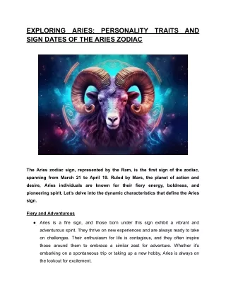 EXPLORING ARIES_ PERSONALITY TRAITS AND SIGN DATES OF THE ARIES ZODIAC