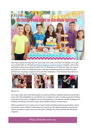 Birthday Packages in Caroline Springs | KidZalia