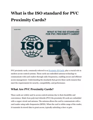 What is the ISO standard for PVC Proximity Cards