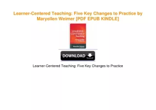 Learner-Centered Teaching: Five Key Changes to Practice by Maryellen Weimer [PDF EPUB