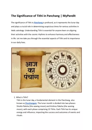 The Significance of Tithi in Panchang _ MyPandit