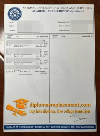 How to buy a NUST transcript? National University of Sciences and Technology, Pakistan transcripts