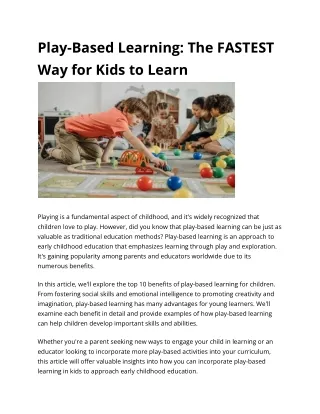 Play-Based Learning_ The FASTEST Way for Kids to Learn