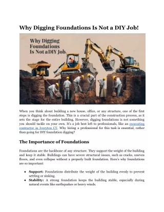 Why Digging Foundations Is Not a DIY Job