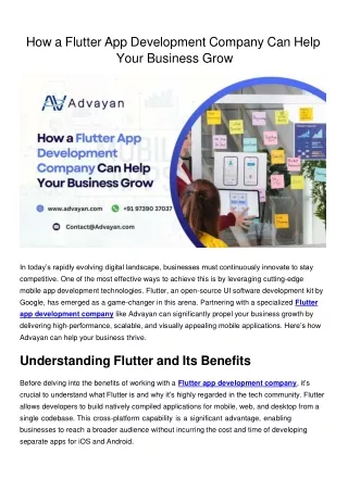 How a Flutter App Development Company Can Help Your Business Grow