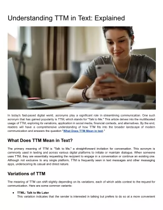 Understanding the Meaning and Usage of TTM in Text Messaging