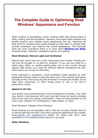 The Complete Guide to Optimising Shed Windows’ Appearance and Function