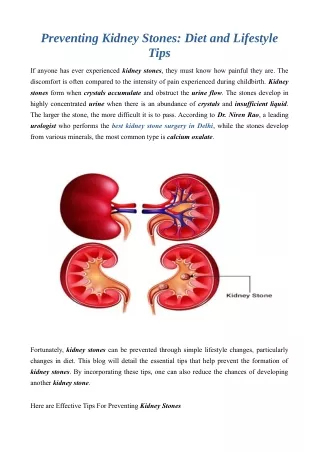 Preventing Kidney Stones Diet and Lifestyle Tips