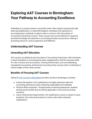 Exploring AAT Courses in Birmingham