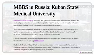 MBBS in Russia at Kuban State Medical University