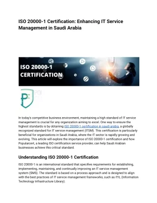 ISO 20000-1 Certification_ Enhancing IT Service Management in Saudi Arabia