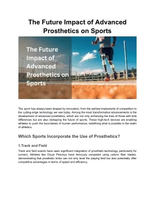 The Future Impact of Advanced Prosthetics on Sports