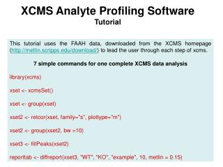 XCMS Analyte Profiling Software Tutorial