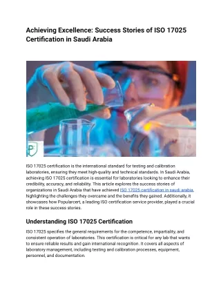 Achieving Excellence_ Success Stories of ISO 17025 Certification in Saudi Arabia