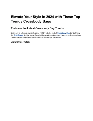 Top Trendy Crossbody Bags to Elevate Your Style in 2024