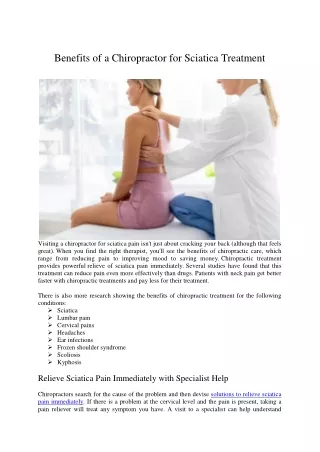 Benefits of a Chiropractor for Sciatica Treatment