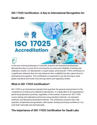 ISO 17025 Certification_ A Key to International Recognition for Saudi Labs