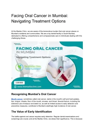 Facing Oral Cancer in Mumbai: Navigating Treatment Options