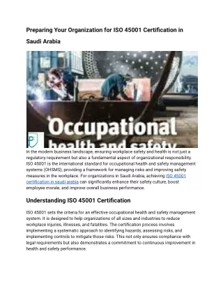 Preparing Your Organization for ISO 45001 Certification in Saudi Arabia