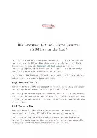 How Hamburger LED Tail Lights Improve Visibility on the Road