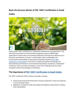 Real-Life Success Stories of ISO 14001 Certification in Saudi Arabia