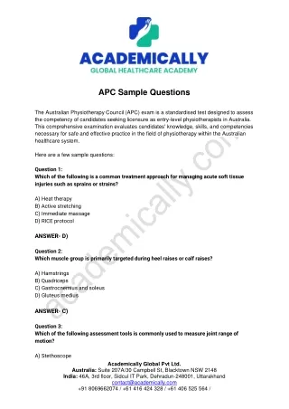 APC SAMPLE QUESTIONS