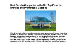 Best Gazebo Companies in the UK