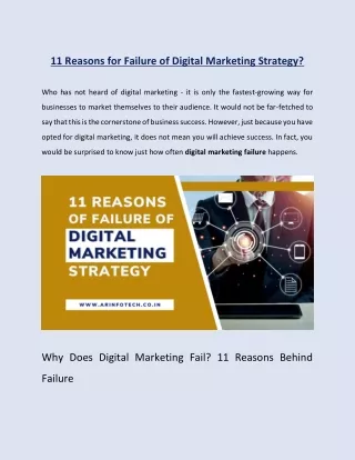 11 Reasons of Failure of Digital Marketing Strategy