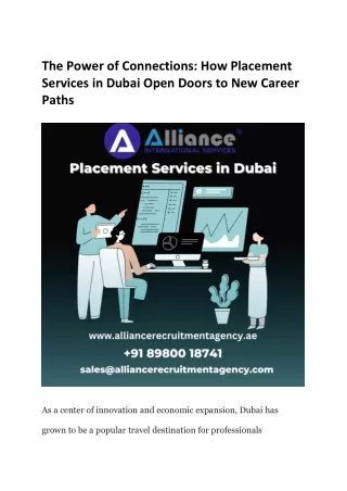 The Power of Connections How Placement Services in Dubai Open Doors to New Career Paths