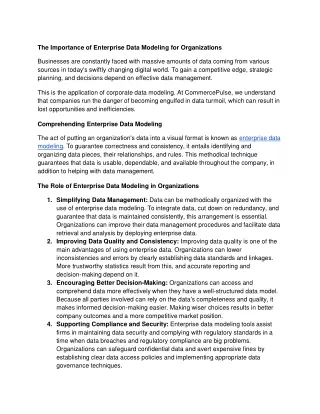 The Importance of Enterprise Data Modeling for Organizations